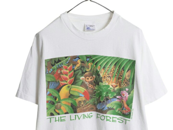楽天市場】90s USA製 アニマル イラスト プリント Tシャツ メンズ L  