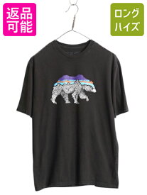 【2/7 マラソン最大半額SALE×P5倍!】 パタゴニア プリント 半袖 Tシャツ メンズ S / 20年製 アウトドア カットソー フィッツロイ ベア グラフィック イラスト アート ブラック| 古着 中古 Patagonia 黒 半袖Tシャツ プリントTシャツ ロゴTシャツ プリントT ロゴT クルーネ