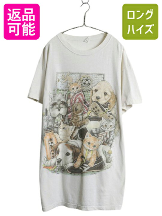 楽天市場】90s USA製 ネコ イヌ イラスト プリント Tシャツ メンズ