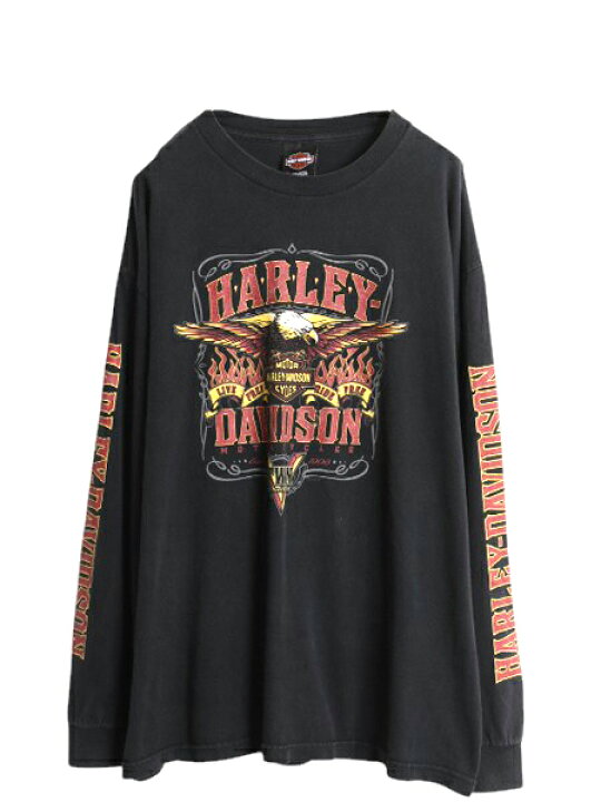 楽天市場】ハーレー ダビットソン 4面 プリント 長袖 Tシャツ メンズ  