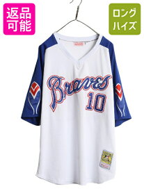 【3/5 30名限定1000円OFF×最大半額】 ブレーブス ベースボール シャツ メンズ M / MLB オフィシャル ミッチェルアンドネス 大リーグ ユニフォーム プルオーバー 半袖シャツ 復刻| 古着 中古 Mitchell&Ness クーパーズタウン 重ね着 メジャーリーグ 野球 ユニホーム ジャー