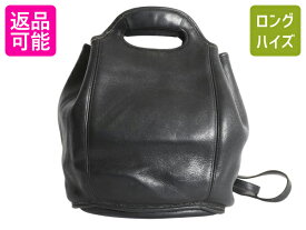 USA製 オールドコーチ 本革 レザー バッグ レディース 黒 / 2way リュック サック ハンドバッグ コーチ カバン シンプル オールレザー 巾着| 古着 中古 ブラック アメリカ製 コーチバック 本革レザー 鞄 レザーリュック ミニ バッグ バックパック 多ポケット カウハイド U