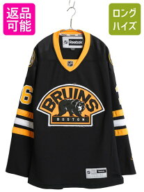 【10/18 24h限定777円OFFクーポン配布】 ブルーインズ ホッケー ジャージ メンズ M / NHL オフィシャル リーボック アイスホッケー ユニフォーム ゲームシャツ 長袖シャツ ブラック| 古着 中古 Reebok 黒 ユニホーム ロンT ホッケージャージ ホッケーシャツ Vネック 重ね着