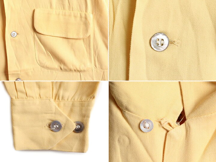 楽天市場】40s ☆ レーヨン ギャバジン 長袖 オープンカラー シャツ  
