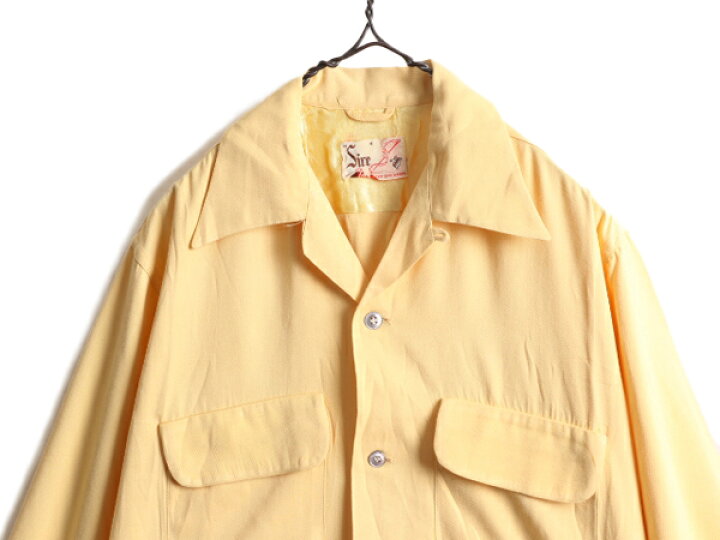 楽天市場】40s ☆ レーヨン ギャバジン 長袖 オープンカラー シャツ  