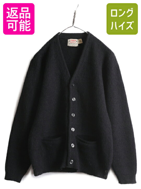 楽天市場】60s 70s 黒 ☆ モヘア ウール ニット カーディガン メンズ M  