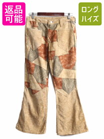 【5/25 24h限定 P8倍&400円OFF!!】 70s USA製 ★ ラングラー プリント パッチワーク コットン フレア パンツ メンズ 33 30 / 70年代 ヴィンテージ Wrangler ブーツカット 総柄| 古着 中古 70's アメリカ製 ビンテージ LEE リー OUTERWEAR タイプ ベルボトム ボトムス フレア