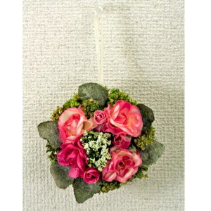 ローズアクセント ロマンチック 姫系 リース シルクフラワー ウェルカム 玄関 インテリアフラワー 壁掛け リース アレンジメントフラワー 薔薇 バラローズフラワーリース 大人 カワイイ ラ