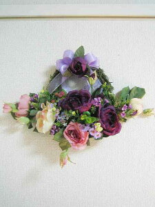 ロマンチック 姫系 リース シルクフラワー ウェルカム 玄関 インテリアフラワー 壁掛け アレンジメントフラワー 薔薇 バラローズハーフリース 大人 カワイイ ラグジュアリー 海外受注生産