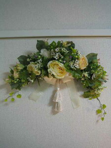 ロマンチック 姫系 リース シルクフラワー ウェルカム 玄関 壁掛け スワッグ バラ スワッグ アレンジメントフラワー 薔薇 バラローズスワッグ 大人 カワイイ ラグジュアリー 海外受注生産