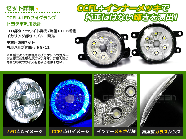 楽天市場】CCFLリング LEDフォグランプ カムリ AVV50 ブルー/青 H8/H11