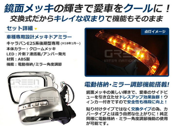 楽天市場】日産 E25キャラバン後期 電格式LEDウインカー メッキ 