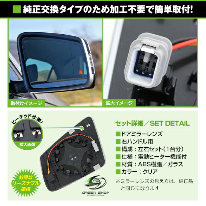 楽天市場】【送料無料】 ドアミラーレンズ メルセデスベンツ W204 W221  