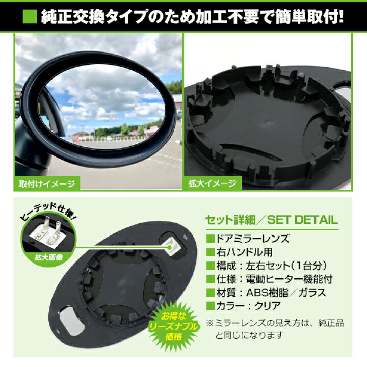 楽天市場】【送料無料】 ドアミラーレンズ BMW ミニ R53 R52 R50 純正 