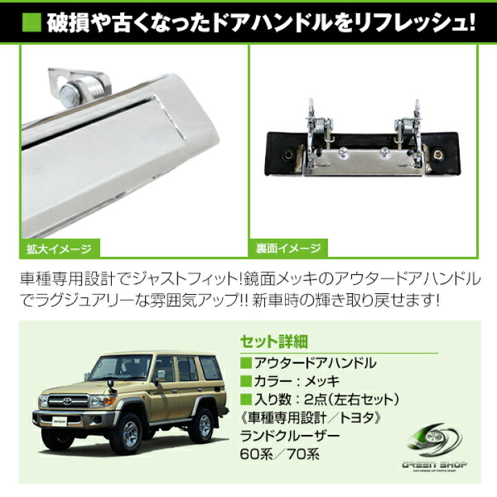 楽天市場】【送料無料】 フロント ドアハンドル メッキ 60系 70系 