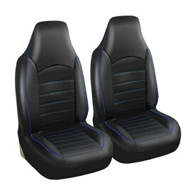 汎用 シートカバー フロント 2席セット ブルー×ブラック 運転席 助手席 PUレザー 合成皮革 防水 エプロンタイプ 軽自動車 普通車