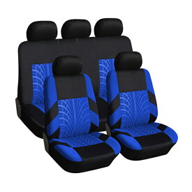 【送料無料】 収納ポケット付き シートカバー マツダ MPV ブルー 5席セット 1列目 2列目セット 汎用 簡単取付 被せるタイプ