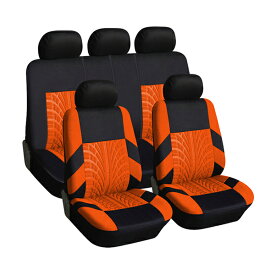 【送料無料】 収納ポケット付き シートカバー トヨタ ヴォクシー ZRR85 オレンジ 5席セット 1列目 2列目セット 汎用 簡単取付 被せるタイプ