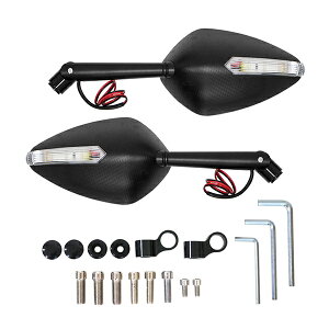LED ウインカー付き イタリアンシェルミラー ブルーミラー バックミラー アルミ ブラック スクエア 左右 バイク LED3基搭載 ウインカー連動 凸面鏡 M8 M10 正ネジ 逆ネジ対応 鏡 後付け 純正 交