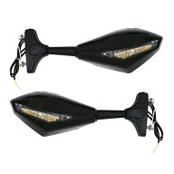 LED ウインカー付き バックミラー ブラック スクエア 左右 バイク LED内蔵 GSX-R750 ZX-12R ZX-10R ニン…