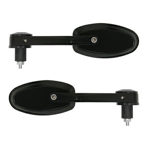 バーエンドミラー バックミラー ハンドル 内径 18mm ブラック オーバル 左右 バイク ハンドル 7インチ 8インチ φ22.2mm 防眩ガラス 鏡 後付け 純正 交換 新品