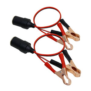 ワニ口クリップ シガーソケット メス コネクター 12V 2個 440mm メス プラグ コネクター バッテリー 電源 直結 アダプタ 自動車 車 バイク