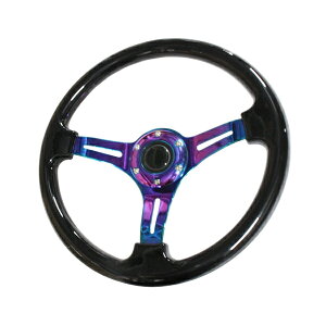 【送料無料】 MOMO形状対応 ステアリング 黒×ネオクローム 35Φ 350mm ハンドル カラー モモ対応 自動車用 MOMO ディープコーン 内装 ハンドル本体 ハンドルカバー交換より持ちやすい!