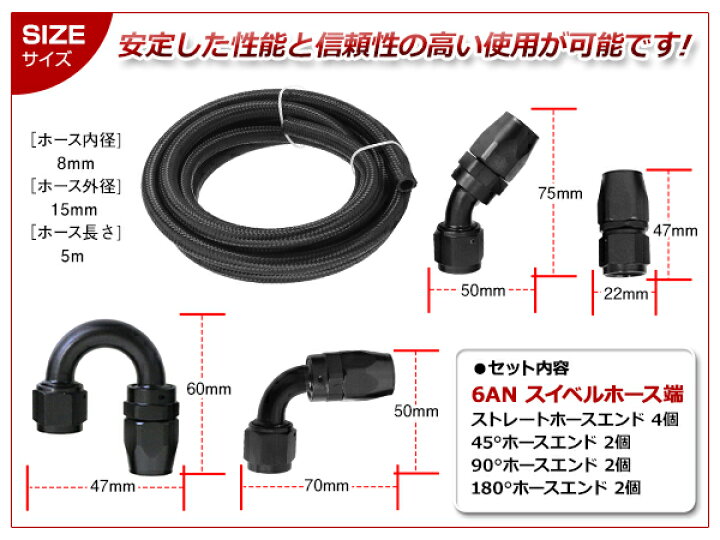 楽天市場】【送料無料】 AN6 オイルクーラー メッシュ ホース セット 