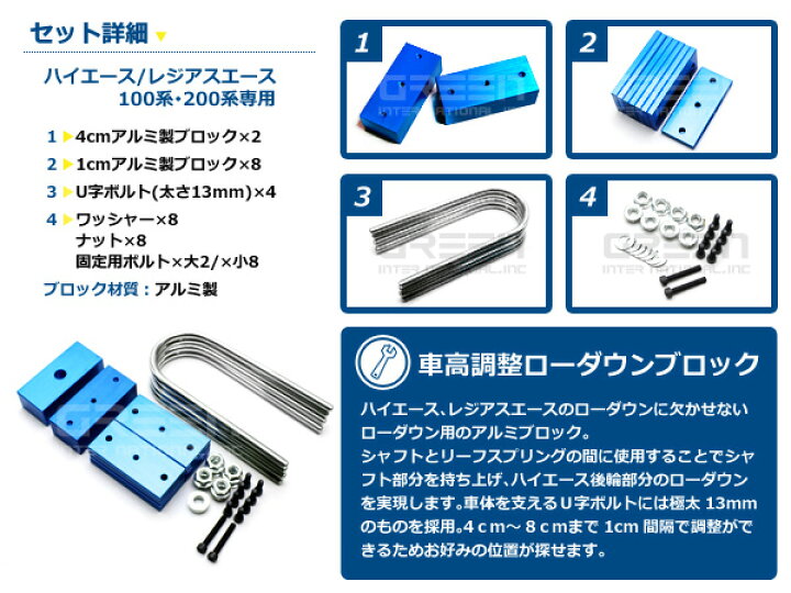 楽天市場】【送料無料】 車高調整可能 ローダウンブロックキット 