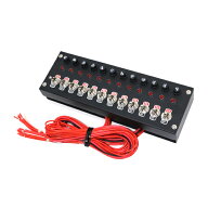 12連 スイッチボックス トラック デコトラ ブラック 12V 24V メインスイッチ30A サブスイッチ各5A 車内電…