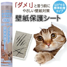 猫 爪とぎ・ひっかき防止 壁紙保護シート（はがせる粘着タイプ：標準）半透明 簡単カット 貼るだけ｜ひっかき傷 防止シート 壁 爪とぎ ひっかき 対策 壁汚れ かじり防止 汚れ防止 いたずら防止 ペット 猫 犬 うさぎ ケージ トイレ 防汚 撥水 賃貸 家具 床 キッチン 送料無料