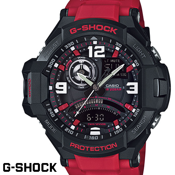 CASIO G-SHOCK ジーショック 2021春の新作 メンズ 腕時計 レッド SKYCOCKPIT GA-1000-4B 好きに ブラック スカイコックピット