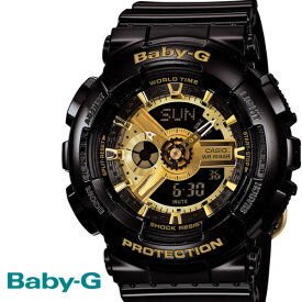 BABY-G カシオ ベビーG ビッグケース 腕時計 うでどけい レディース LADIE'S ブラック ゴールド BA-110-1A CASIO BABY−G