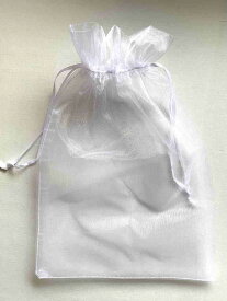 30×20cm 20枚セット オーガンジーポーチ 白 white ホワイト ちょっと大きめサイズでアメニティ入れにもお役立ち 天然石ジュエリーのお店 プレゼント ラッピング 包装 オーガンジー 巾着袋 ハッピーエイト