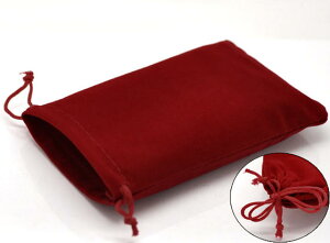 10枚・長方形15×10cm高級ベルベット風ジュエリー保存巾着袋・赤 天然石ジュエリーのお店 ハッピーエイト