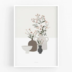 MICUSH | POTTERY AND FLOWERS PRINT (light gray) (AP129) | アートプリント/ポスター (50x70cm) 送料無料 北欧