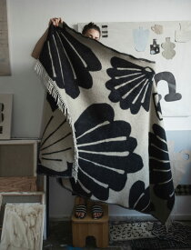 【SALE セール】FINE LITTLE DAY | SNACKA WOOL BLANKET (coral/beige) | ブランケット ウール ファインリトルデイ 大判