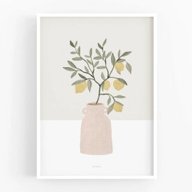 MICUSH | POTTERY AND FLOWERS - LEMON BRANCH (AP154) | アートプリント / ポスター (30x40cm) 北欧 インテリア おしゃれ art アート アートパネル アートボード インテリアパネル お洒落 ギフト シンプル デザイン ポスターパネル モダン リビング 玄関 寝室 イスラエル