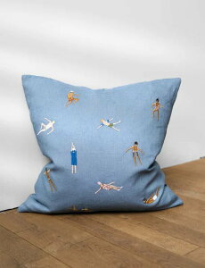 FINE LITTLE DAY | SWIMMERS EMBROIDERED CUSHION COVER - BLUE (no.1694) | 45x45cm NbVJo[ hJ