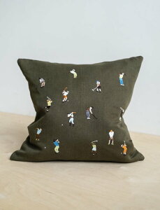 FINE LITTLE DAY | GOLFERS EMBROIDERED CUSHION COVER (no.1689) | 48x48cm NbVJo[ hJ