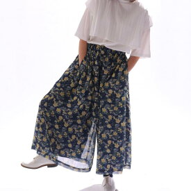 【SALE セール】KELEN (ケレン) | VINTAGE FLOWER GATHER PANTS "URBE" (navy) | ボトムス