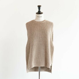 【SALE セール】HEAVENLY (ヘブンリー) | Cotton Linen Mix Knit Vest (beige) | ベスト 送料無料 ニットベスト トップス 大人カジュアル 無地 秋冬 コットン 綿 おでかけ 麻 リネン レディース きれいめ ゆったり リラックス おしゃれ ナチュラル服 30代 40代 50代