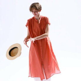 【SALE セール】KELEN (ケレン) | CTN/SILK TUCK GATHER DRESS "SASSHE" (apricot) size M | 送料無料 ワンピース シンプル お洒落
