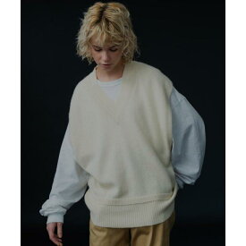 【SALE セール】WHYTO. (ホワイト) | V SLIT KNIT BEST (ecru) | 送料無料 ベスト お洒落