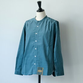 ASEEDONCLOUD | Handwerker | HW collarless shirt (green) XS size | トップス ハンドベーカー グリーン 緑 無地 送料無料 シンプル お洒落 コーデュロイ 生活着 ワークウエア アシードンクラウド 長袖