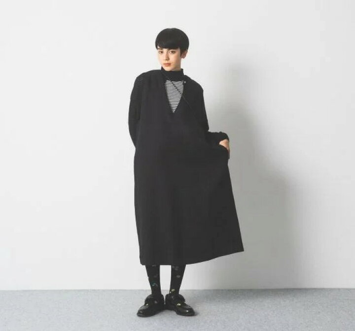楽天市場】Cion(シオン) | リネンVネックワンピース (black) | 送料  