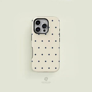 CASE-FACE | Mini Polka-Dot Cream & Navy MagSafe iPhone�P�[�X MagSafe iPhone�P�[�X (iPhone 16/16 pro/16 pro max/15) �A�C�t�H�� �A�C�t�H���P�[�X �J�o�[ �V���v�� ������� �ϏՌ� �}�O�Z�[�t�Ή� �X�}�z�P�[�X ���C
