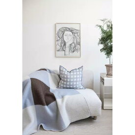 BRITA SWEDEN | POP (brown/blue) | ウールスロー | 130x200cm 北欧 ラムウール ブランケット ブロックチェック