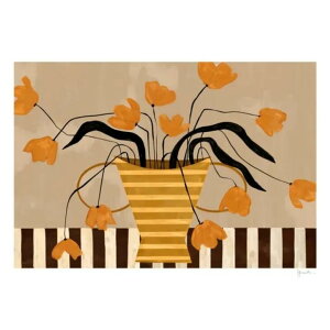 THE POSTER CLUB x Frankie Penwill | Flowers in Yellow Striped Vase | 30x40cm �A�[�g�|�X�^�[ �k�� �f���}�[�N
