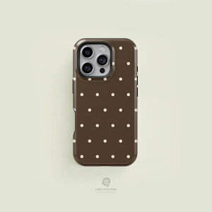 CASE-FACE | Mini Polka-Dot Chocolate Brown & Cream MagSafe iPhone�P�[�X MagSafe iPhone�P�[�X (iPhone 16/16 pro/16 pro max/15) �A�C�t�H�� �A�C�t�H���P�[�X �J�o�[ �V���v�� ������� �ϏՌ� �}�O�Z�[�t�Ή� �X�}�z�P�[